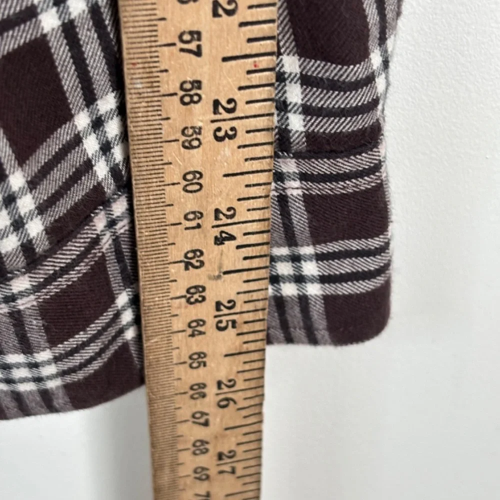 Vintage J Crew Plaid Shirt XL Cotton Made in Portugal Chocolate Brown Blue Label